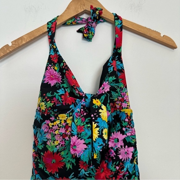 Seafolly black floral print one piece tie around the neck swimsuit - Picture 2 of 13